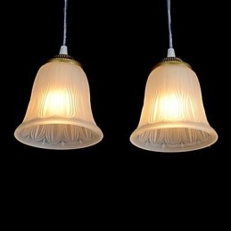 Designer Touch Decorative Bronze Pendant Four Lights Pattern Glass Shade European Retro Classic