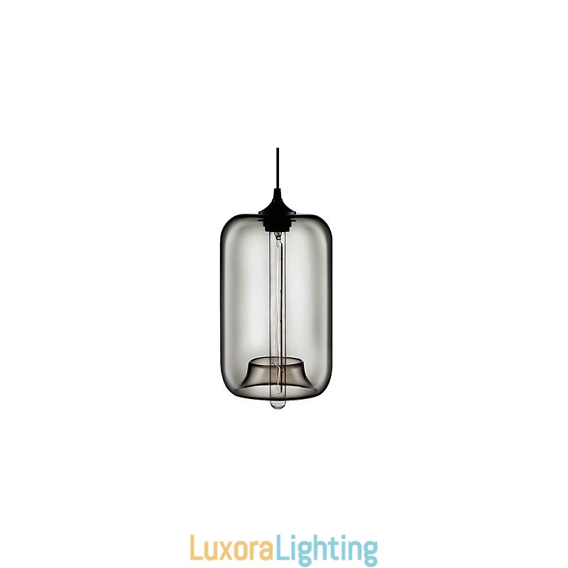 Designer Touch Decorative Transparent Glass Pendant Light in Black Bubble Design