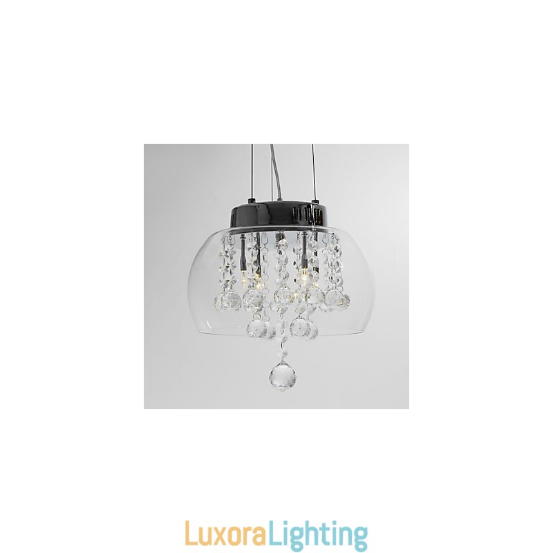 Designer Touch Decorative Artistic 4 Light Crystal Pendant Light with Glass Shade