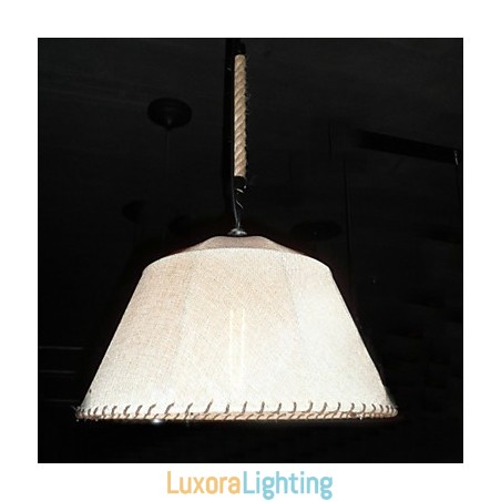 Designer Touch Decorative North American Style Retro 1 Light Pendant In Fabric Shade