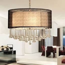 Designer Touch Decorative Contemporary Crystal 4 Light Pendant With Black Shade