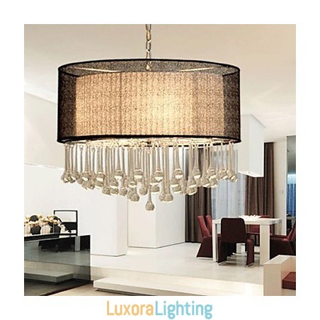 Designer Touch Decorative Contemporary Crystal 4 Light Pendant With Black Shade
