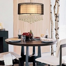Designer Touch Decorative Contemporary Crystal 4 Light Pendant With Black Shade