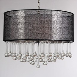Designer Touch Decorative Contemporary Crystal 4 Light Pendant With Black Shade