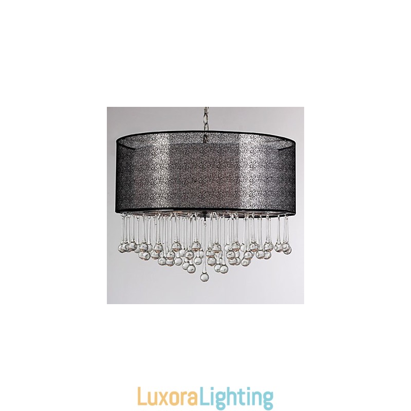Designer Touch Decorative Contemporary Crystal 4 Light Pendant With Black Shade