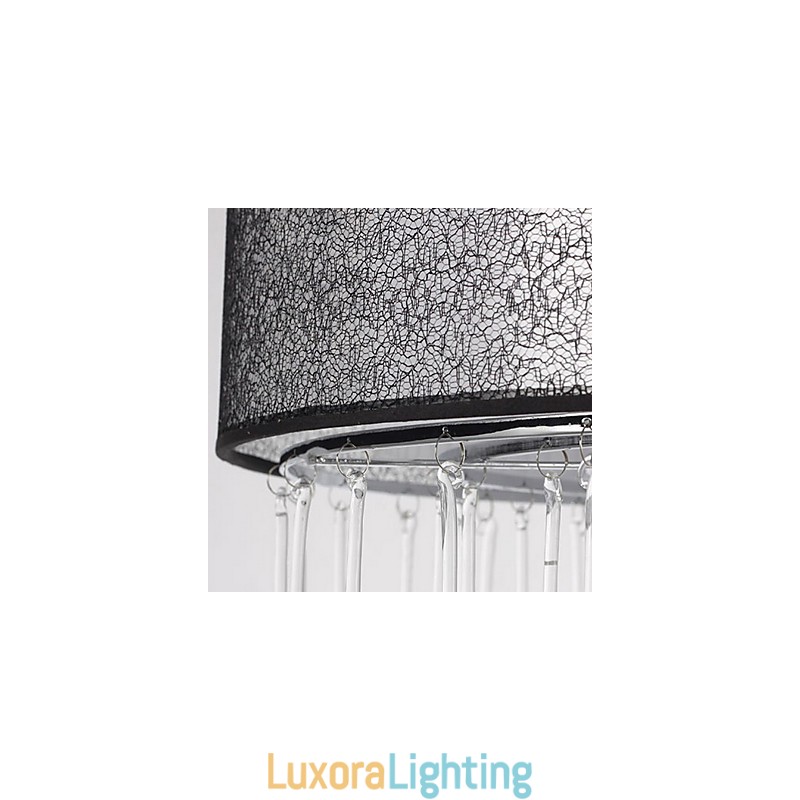 Designer Touch Decorative Contemporary Crystal 4 Light Pendant With Black Shade