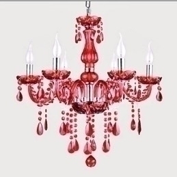 Designer Touch Decorative Chandelier Red Crystal Luxury Modern 6 Lights