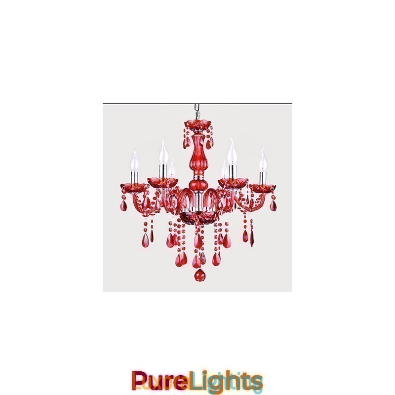 Designer Touch Decorative Chandelier Red Crystal Luxury Modern 6 Lights