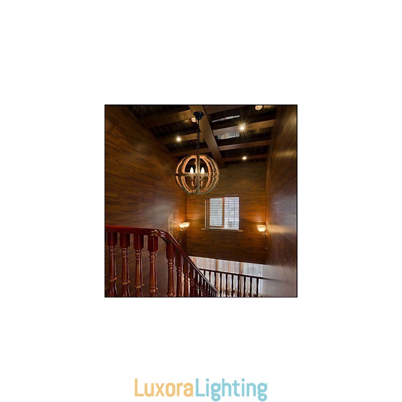 Designer Touch Decorative North American Type Rural Industrial Hemp retro Wrought Iron Chandelier