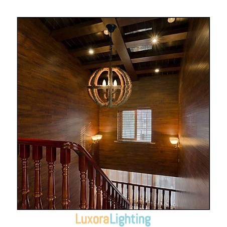 Designer Touch Decorative North American Type Rural Industrial Hemp retro Wrought Iron Chandelier