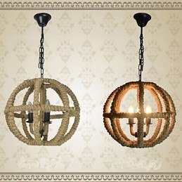 Designer Touch Decorative North American Type Rural Industrial Hemp retro Wrought Iron Chandelier