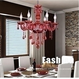 Designer Touch Decorative Chandelier Red Crystal Luxury Modern 6 Lights