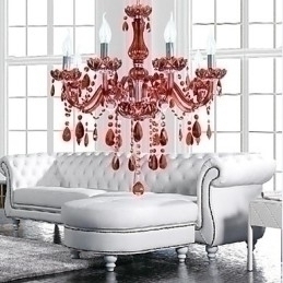 Designer Touch Decorative Chandelier Red Crystal Luxury Modern 6 Lights