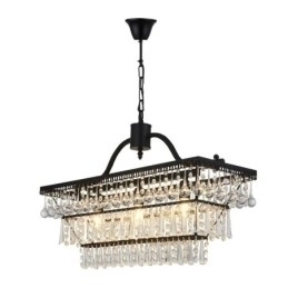 Designer Touch Decorative 3 Tiers Rectangle Traditional Classic Crystal Metal Chandelier for