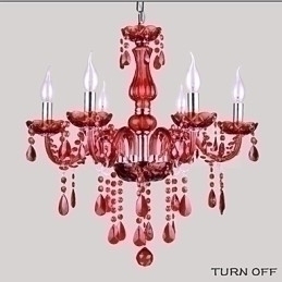 Designer Touch Decorative Chandelier Red Crystal Luxury Modern 6 Lights