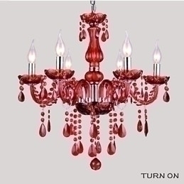 Designer Touch Decorative Chandelier Red Crystal Luxury Modern 6 Lights