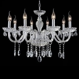 Designer Touch Decorative 8 Light The style of palace Glass Chandelier With Candle Bulb