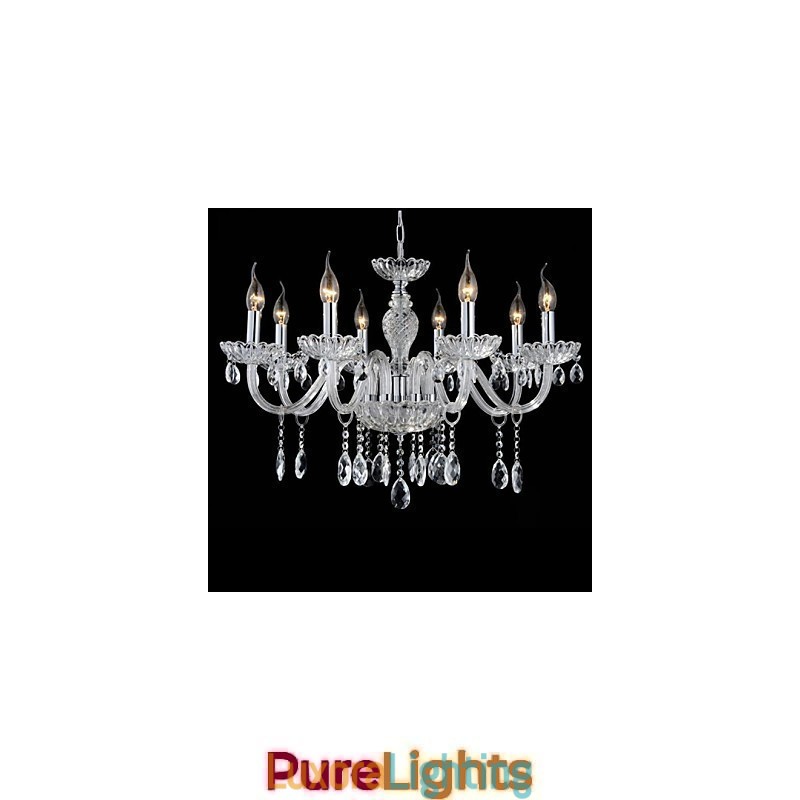 Designer Touch Decorative 8 Light The style of palace Glass Chandelier With Candle Bulb