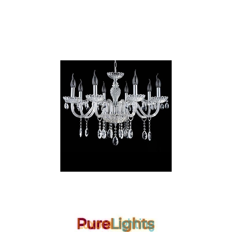 Designer Touch Decorative 8 Light The style of palace Glass Chandelier With Candle Bulb