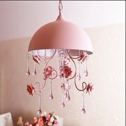 Designer Touch Decorative A Small Pink Rose Garden Chandelier Lamp Iron Princess