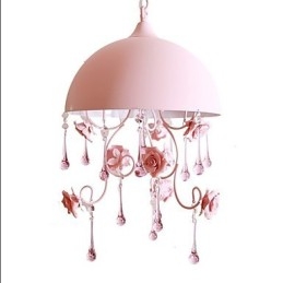 Designer Touch Decorative A Small Pink Rose Garden Chandelier Lamp Iron Princess