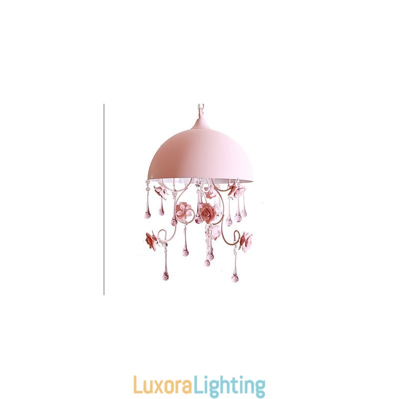 Designer Touch Decorative A Small Pink Rose Garden Chandelier Lamp Iron Princess
