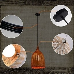 Designer Touch Decorative Rattan Chandelier Chandelier Chandelier Creative Retro Rattan lamp