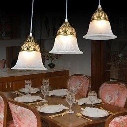 Designer Touch Decorative Bronze Pendant Three Lights Moire Glass European Classic
