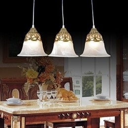 Designer Touch Decorative Bronze Pendant Three Lights Moire Glass European Classic