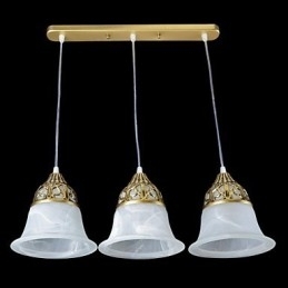 Designer Touch Decorative Bronze Pendant Three Lights Moire Glass European Classic
