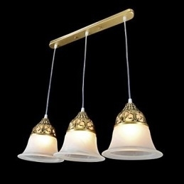 Designer Touch Decorative Bronze Pendant Three Lights Moire Glass European Classic