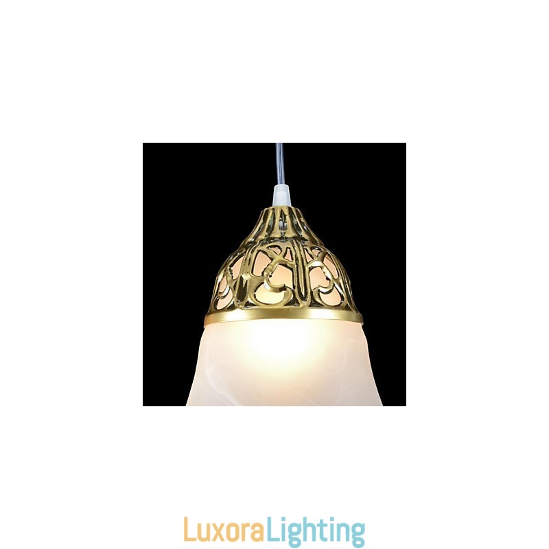 Designer Touch Decorative Bronze Pendant Three Lights Moire Glass European Classic