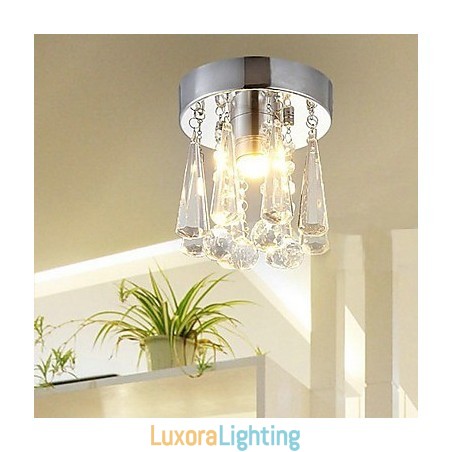 Designer Touch Decorative Modern Crystal 1 Lights Flush Mount In Crown Shape