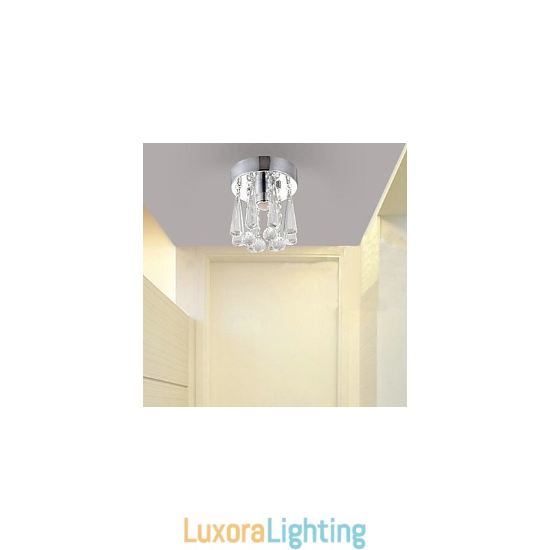 Designer Touch Decorative Modern Crystal 1 Lights Flush Mount In Crown Shape
