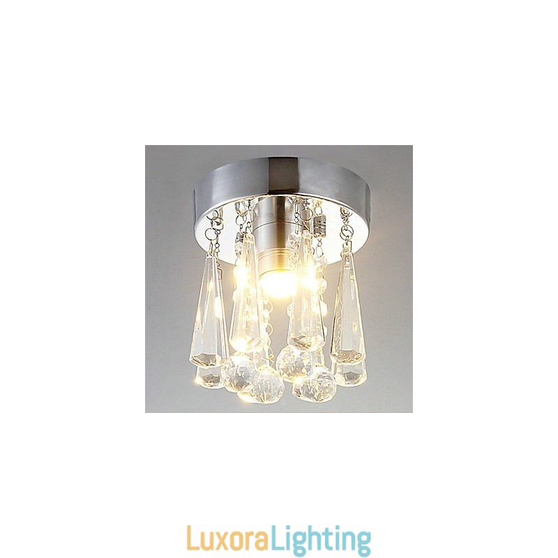 Designer Touch Decorative Modern Crystal 1 Lights Flush Mount In Crown Shape