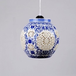Designer Touch Decorative Retro Ceramic lamp lamp Stairs Blue Single Head Chandelier Creative