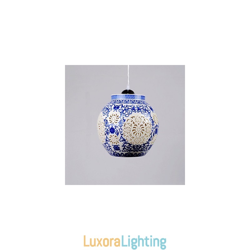Designer Touch Decorative Retro Ceramic lamp lamp Stairs Blue Single Head Chandelier Creative