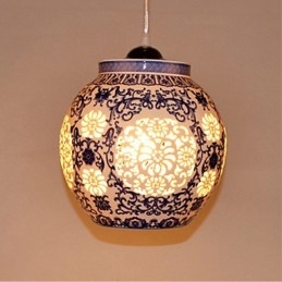 Designer Touch Decorative Retro Ceramic lamp lamp Stairs Blue Single Head Chandelier Creative