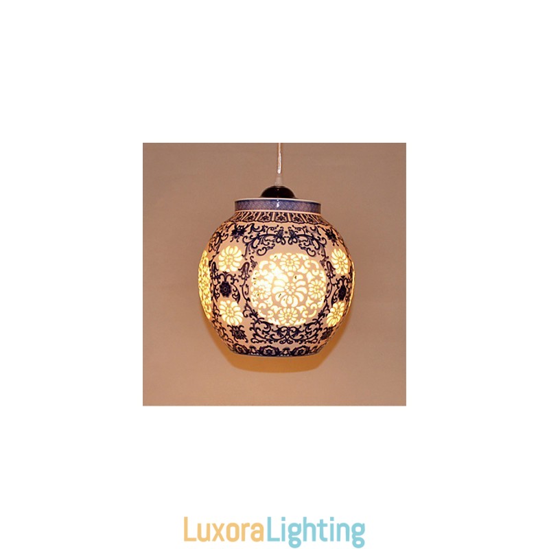 Designer Touch Decorative Retro Ceramic lamp lamp Stairs Blue Single Head Chandelier Creative