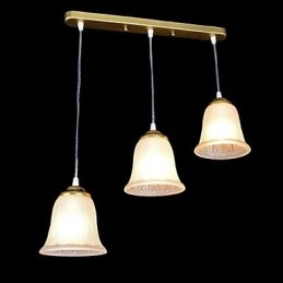 Designer Touch Decorative Bronze Pendant Three Lights Pattern Glass Shade European Retro Classic