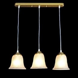 Designer Touch Decorative Bronze Pendant Three Lights Pattern Glass Shade European Retro Classic