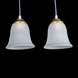 Designer Touch Decorative Bronze Pendant Three Lights Pattern Glass Shade European Retro Classic