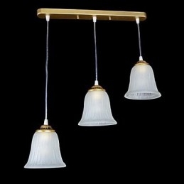 Designer Touch Decorative Bronze Pendant Three Lights Pattern Glass Shade European Retro Classic