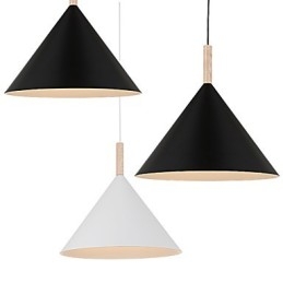 Designer Touch Decorative Mini Artistic Cone Pendant Lamp 1 Light Mordern Simplicity Finish Black White Aluminum & Wooden Droplight
