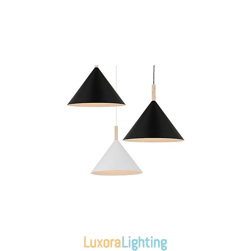 Designer Touch Decorative Mini Artistic Cone Pendant Lamp 1 Light Mordern Simplicity Finish Black White Aluminum & Wooden Droplight