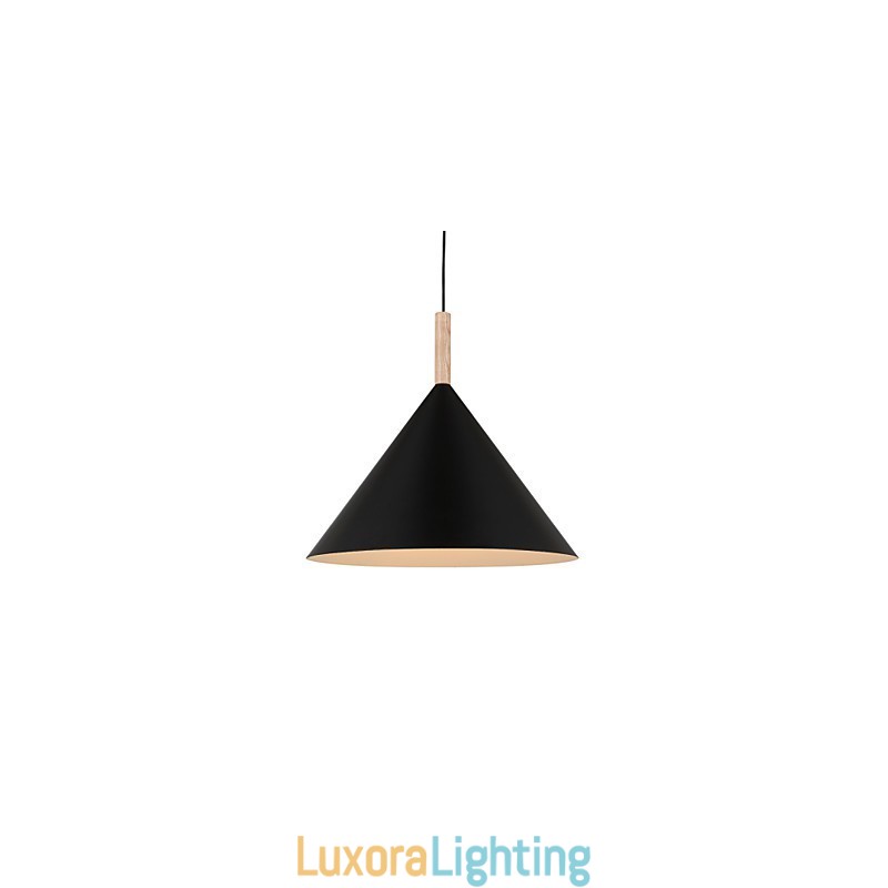 Designer Touch Decorative Mini Artistic Cone Pendant Lamp 1 Light Mordern Simplicity Finish Black White Aluminum & Wooden Droplight