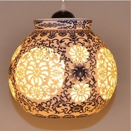 Designer Touch Decorative Retro Ceramic lamp lamp Stairs Blue Single Head Chandelier Creative