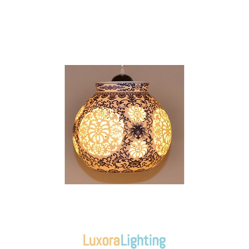 Designer Touch Decorative Retro Ceramic lamp lamp Stairs Blue Single Head Chandelier Creative