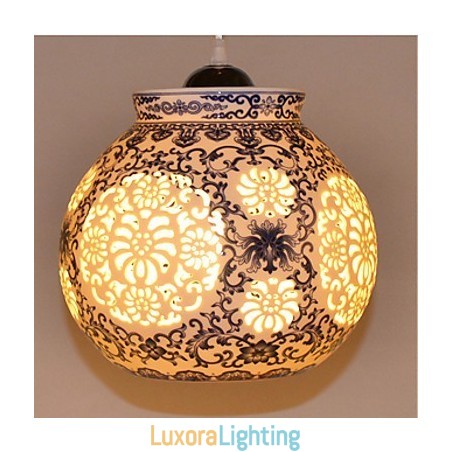 Designer Touch Decorative Retro Ceramic lamp lamp Stairs Blue Single Head Chandelier Creative