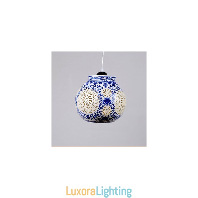 Designer Touch Decorative Retro Ceramic lamp lamp Stairs Blue Single Head Chandelier Creative